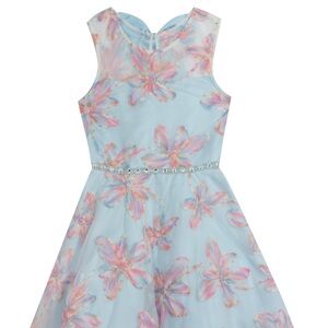 Big Girls Soutache Sleeveless Dress with Illusion Bodice